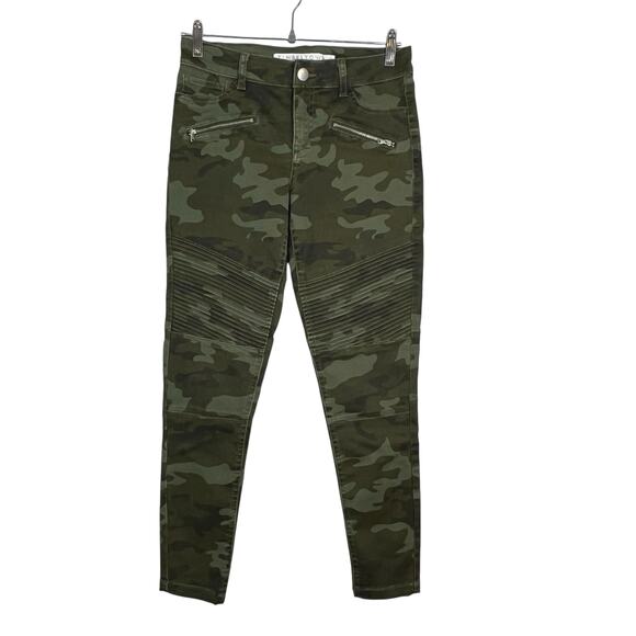 Tinseltown Camo Moto Skinny Jeans Women’s 7 Army Green Stretch - Picture 1 of 8
